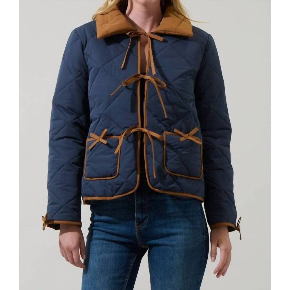 NEW SUGARLIPS ronny contrast puff jacket in navy